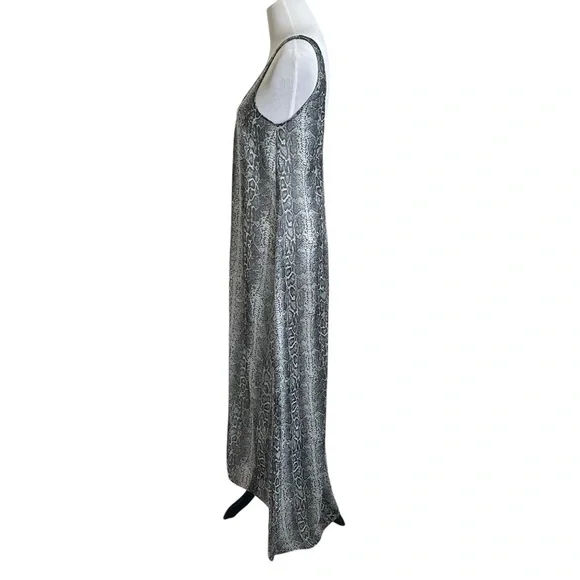 Show Me Your Mumu Women Sheer Snakeskin V Neck Maxi dress Sz Med Gray Sleeveless - Picture 4 of 9